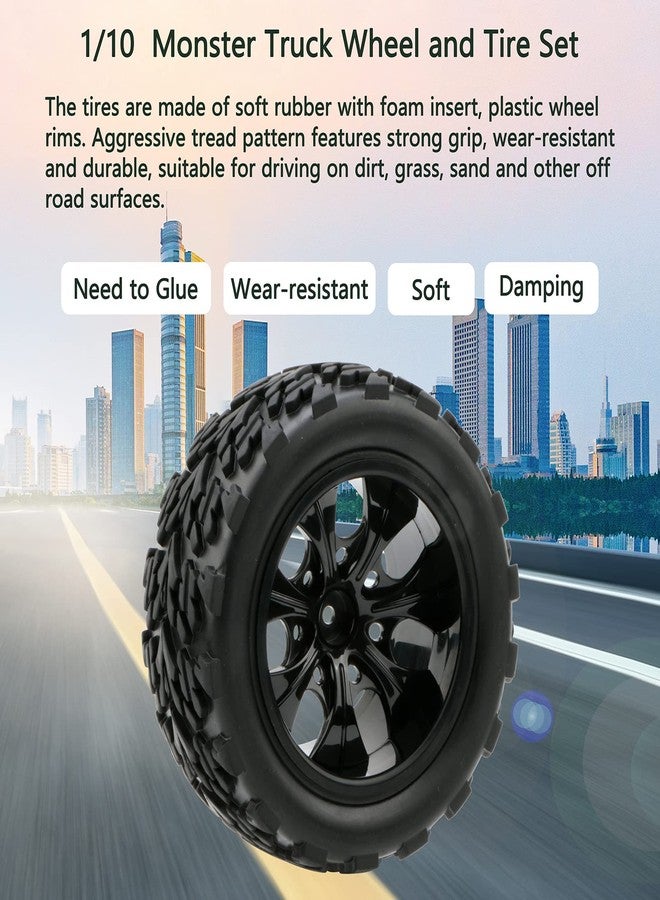Rowiz RC Car Tires 1/10 Scale Accessories 12mm Hex RC Wheel and Tires Soft Rubber Offroad Tyre for 1/10 Monster Truck, 4 Pack - Image 5